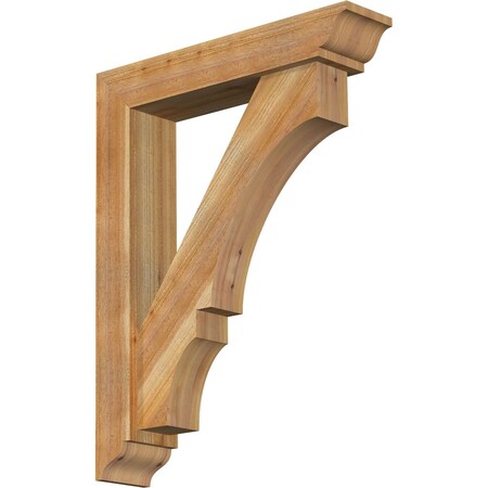 Balboa Traditional Rough Sawn Bracket W/ Offset Brace, Western Red Cedar, 6W X 28D X 36H